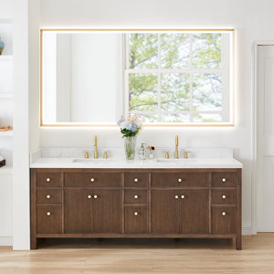 Loon Peak® Kazuki 84" Double Bathroom Vanity with Grain White ...